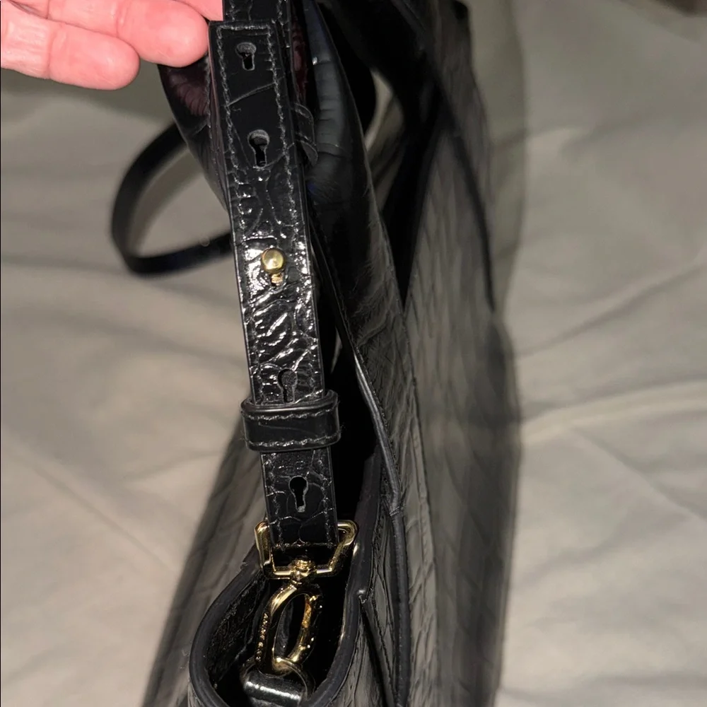 ANINE BING Black Croc-Embossed Satchel with Top Handles - Picture 14 of 14